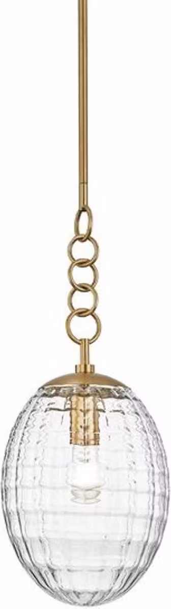 Casa Padrino lampada a sospensione in ottone antico Ø 21,6 x H. 55,9 cm - lampada a sospensione con paralume in vetro a forma di uovo - lampada da salotto