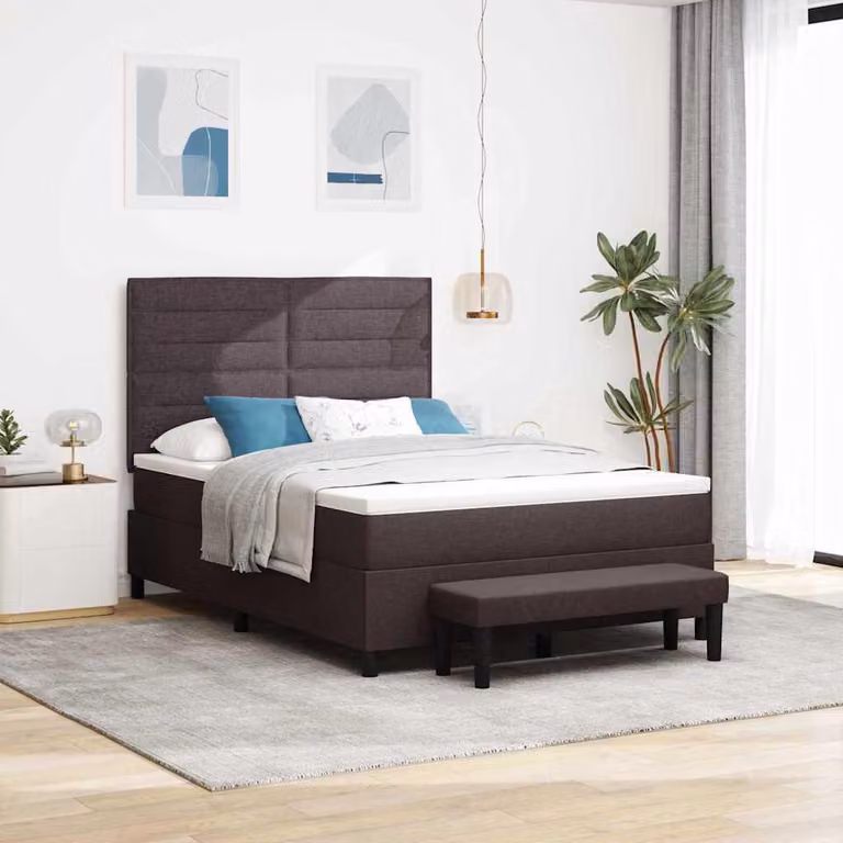 Maison Exclusive - Letto a molle con materasso Marrone Scuro 160 x 200 cm Tessuto