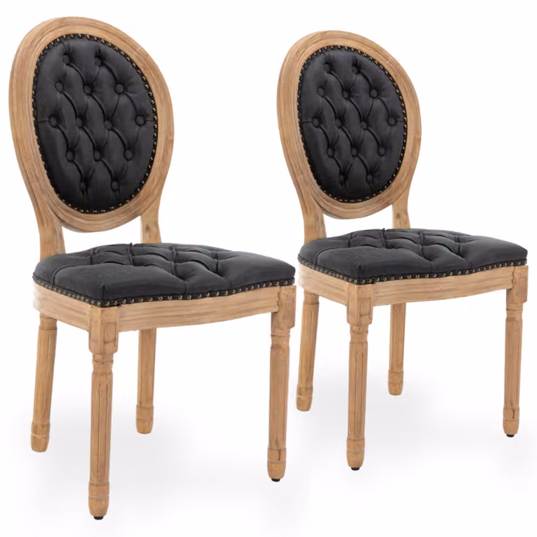 Set di 2 sedie da pranzo vintage, stile rustico francese, set di due sedie per la sala da pranzo
