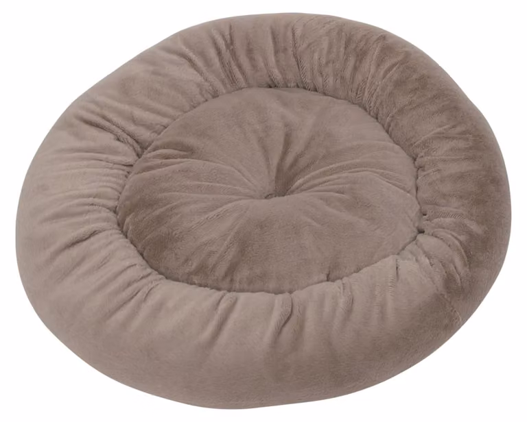 Cuccia rotonda per animali domestici, 46,5 x 46,5 x 12 cm, color latte, lavabile, antiscivolo