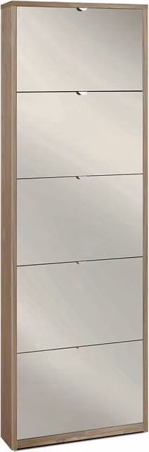 Scarpiera Salvaspazio 5 Ante con Specchio 12 Paia 63x190x18 cm Noce Stelvio