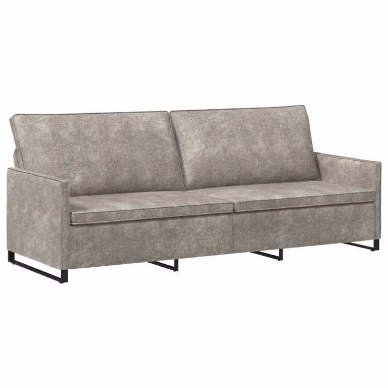 vidaXL Divano a 3 posti moderno in tessuto e similpelle Grigio con poggiatesta regolabile L: 220 cm, P: 81 cm, H: 82 cm