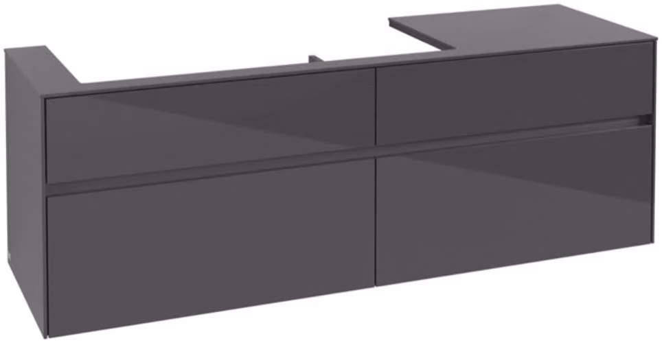 Villeroy & Boch Collaro Meuble sous-lavabo, 4 tiroirs, lavabo à gauche, montage mural, 1600x548x500mm, C02900FP, C02900FP