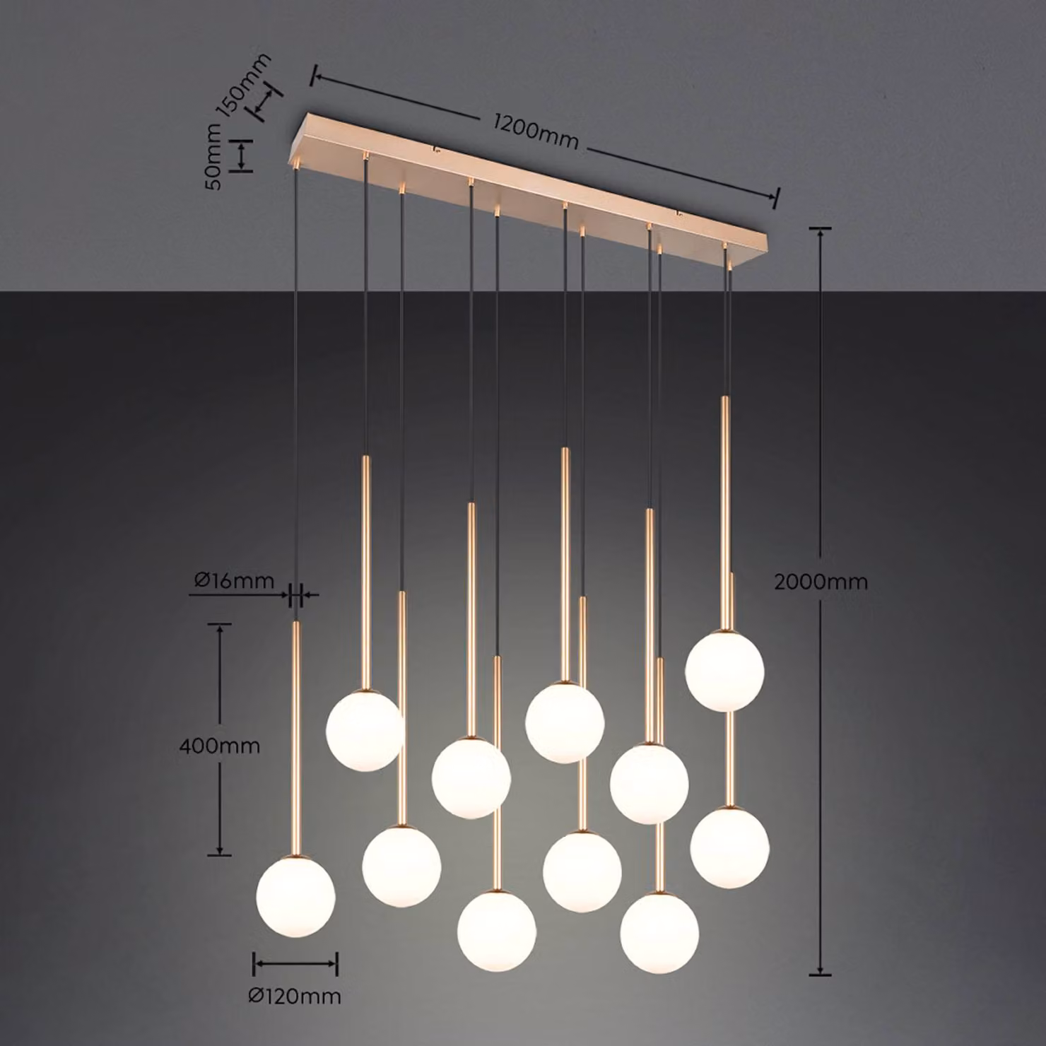 Trio Lighting Lampada a sospensione Firano, Ottone / Oro, Soggiorno / Sala da pranzo, Metallo, Moderno, Lampada a sospensione