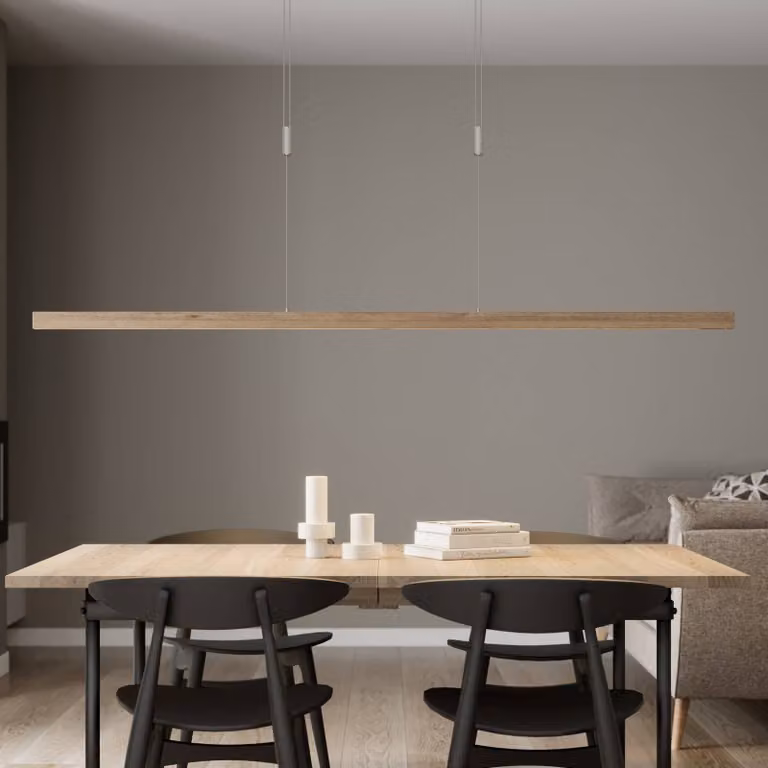 Lampada a sospensione Nora Quitani, dimmerabile, Legno chiaro, Soggiorno / Sala da pranzo, Legno, Moderno, Lampada a sospensione
