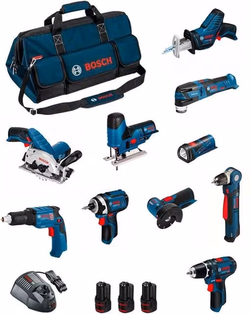 Kit utensili elettrici Bosch BMKB10-28AD3 blu con batterie ricaricabili