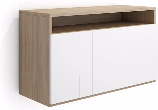 Scrivania da parete Herdasa effetto noce chiaro e bianco 44x75x28