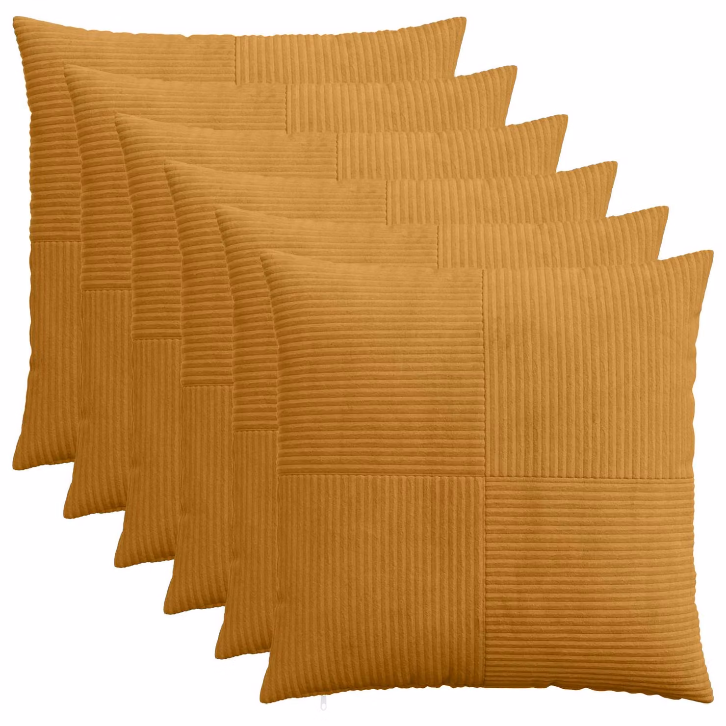 Set di 6 federe vidaXL ALMELO in velluto a coste giallo, L 80 x P 80 cm