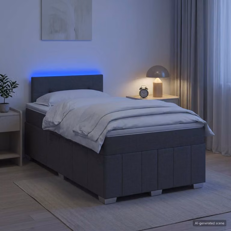 Letto box spring ibrido vidaXL con materasso a molle insacchettate, Grigio, L/P: 120 x 200 cm