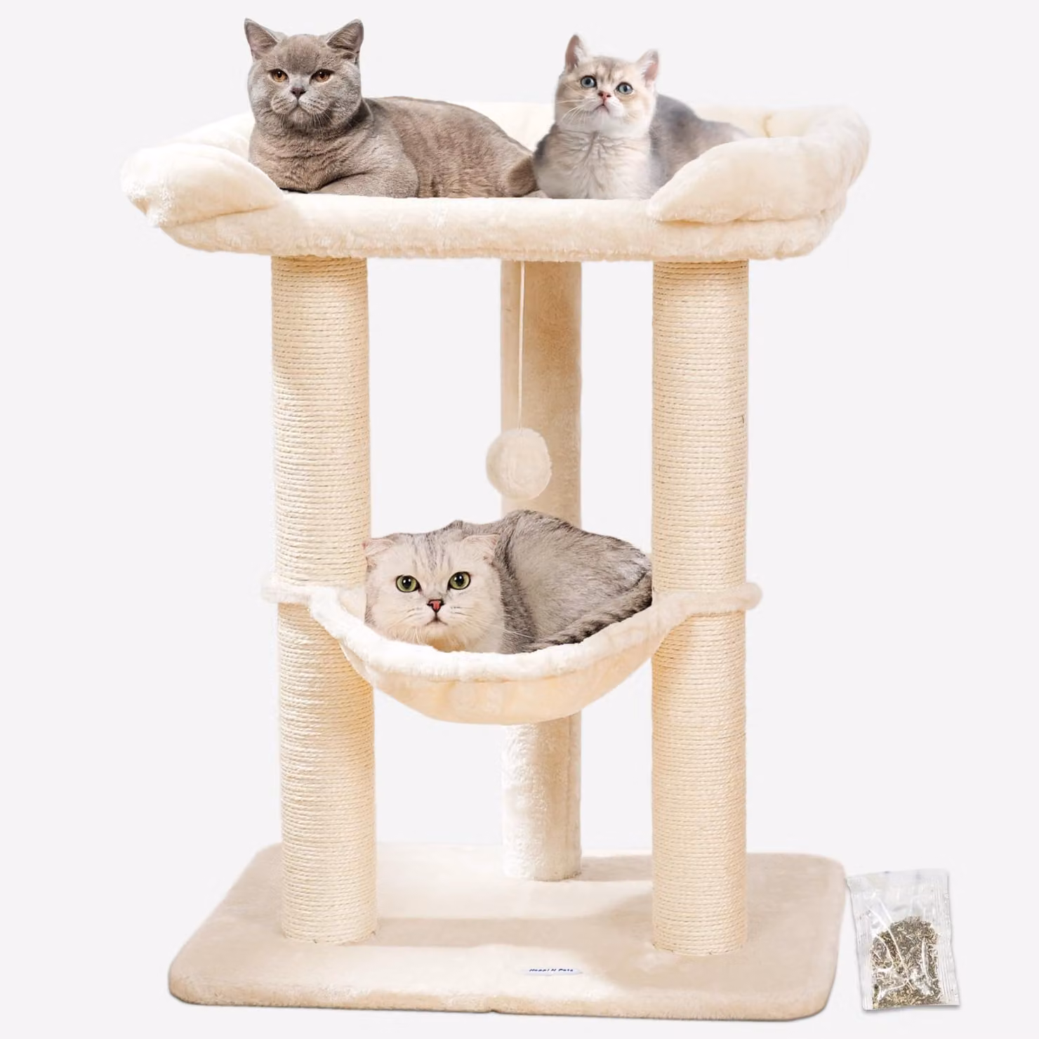 Katzenbaum alto 71 cm, ideale per gatti da interno, dotato di cuccia, amaca, tiragraffi e rivestimento removibile
