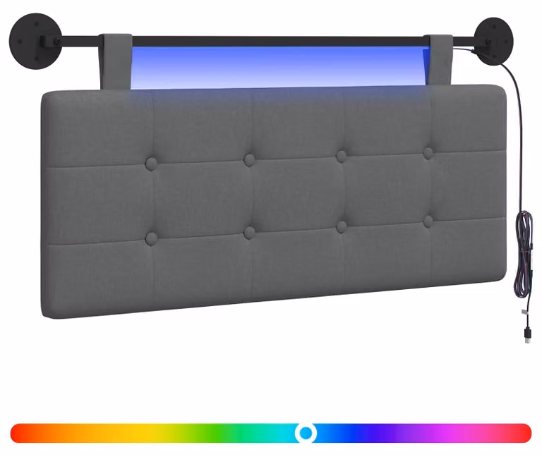 Testiera sospesa Con luce LED Grigio Scuro Tessuto