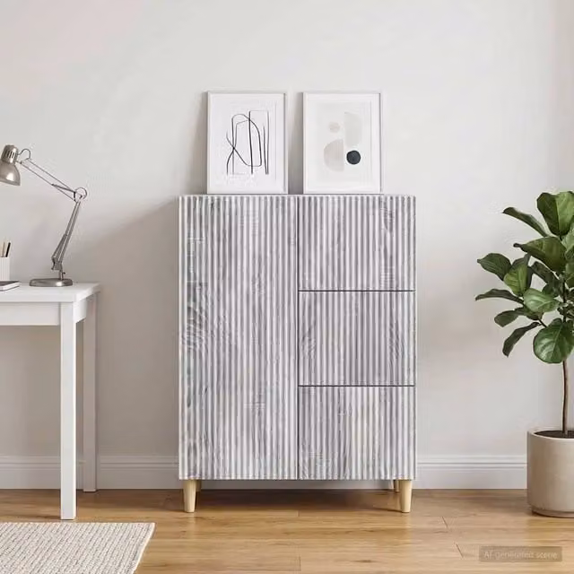 Credenza moderna vidaXL in legno ingegnerizzato grigio, L 66 x P 34,5 x H 90 cm