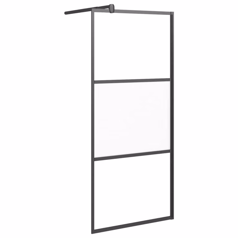Parete Doccia Walk in 90x195 cm Vetro Semi Smerigliato ESG Nero