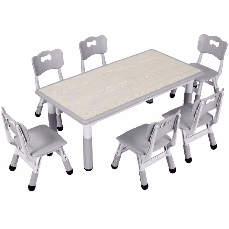 Set di scrivanie per bambini, scrivania multifunzionale regolabile in altezza, grigio