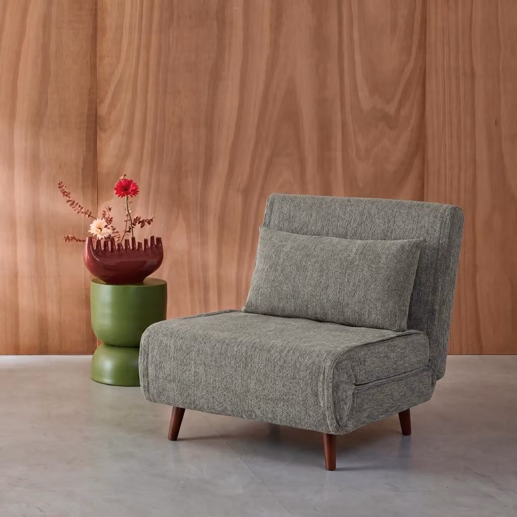Poltrona letto convertibile Sweeek in tessuto verde con struttura in legno di pino – 2