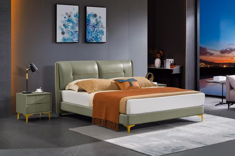 Designer Polsterbett Bett Betten Stoff Holz Luxus Doppelbett Ehebett 180x200cm