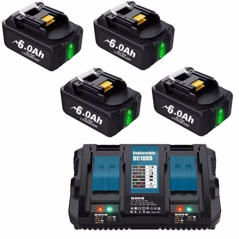 Batteria ricaricabile Makita LXT, 18V, capacità 60Ah, tecnologia Li-Ion, set di 2 60