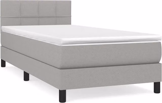 Letto singolo | Letto per adulti | Giroletto a Molle con Materasso Grigio Chiaro 90x200 cm Tessuto