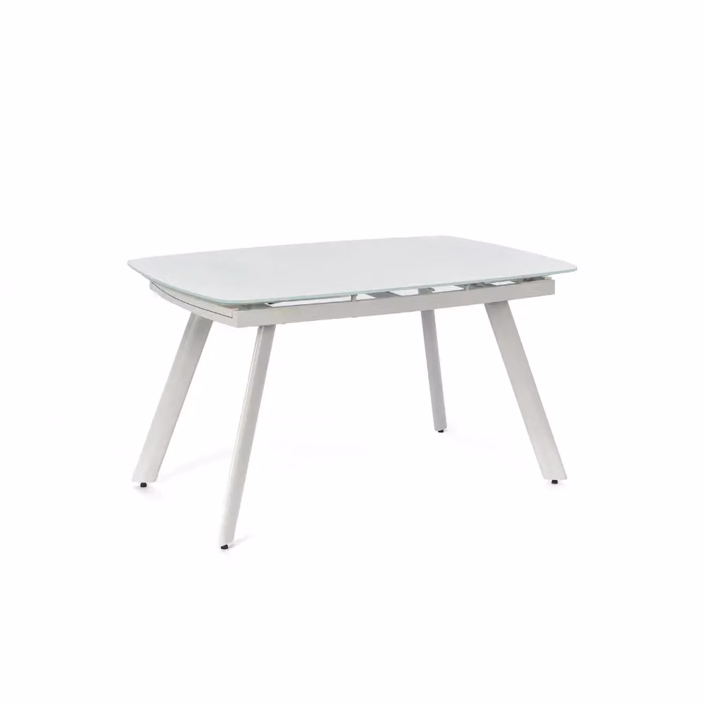 Tavolo da pranzo allungabile Duzzle in vetro temperato bianco lucido, L: 140-210 x P: 90 cm – 2