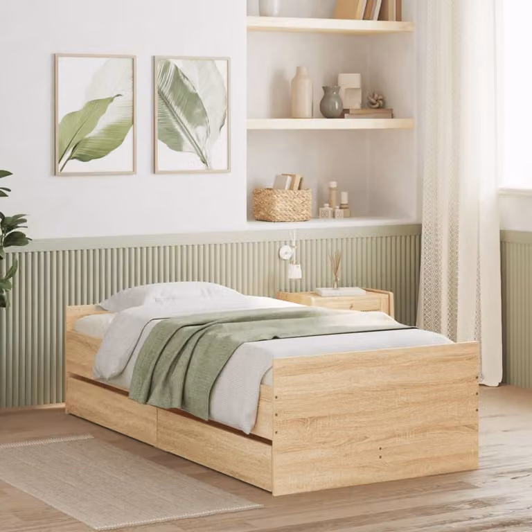 Giroletto con cassetti vidaXL in legno Rovere Sonoma, L/P/H: 200 x 90 x 30 cm