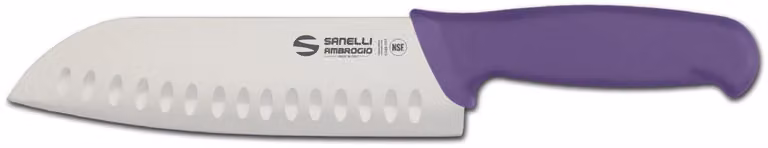Coltello "Santoku", lama alveolata cm 18 viola linea Supra di Sanelli Ambrogio