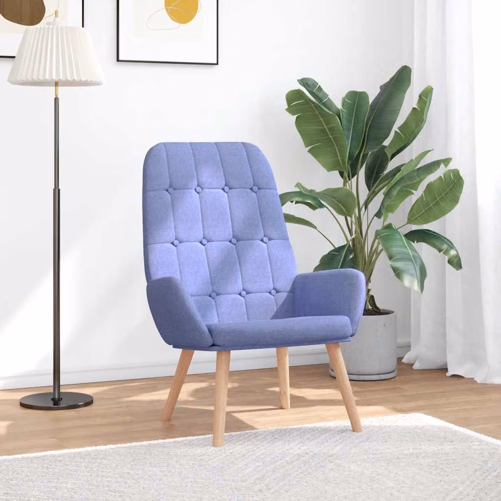 Sedia Relax vidaXL Blu Jeans in Tessuto con Braccioli e Imbottitura in Schiuma