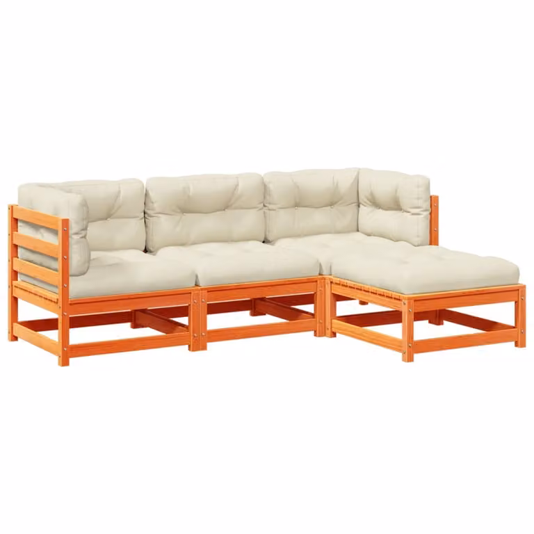 Maison Exclusive - Set Divani Giardino 4pz con Cuscini Marrone Cera Massello Pino