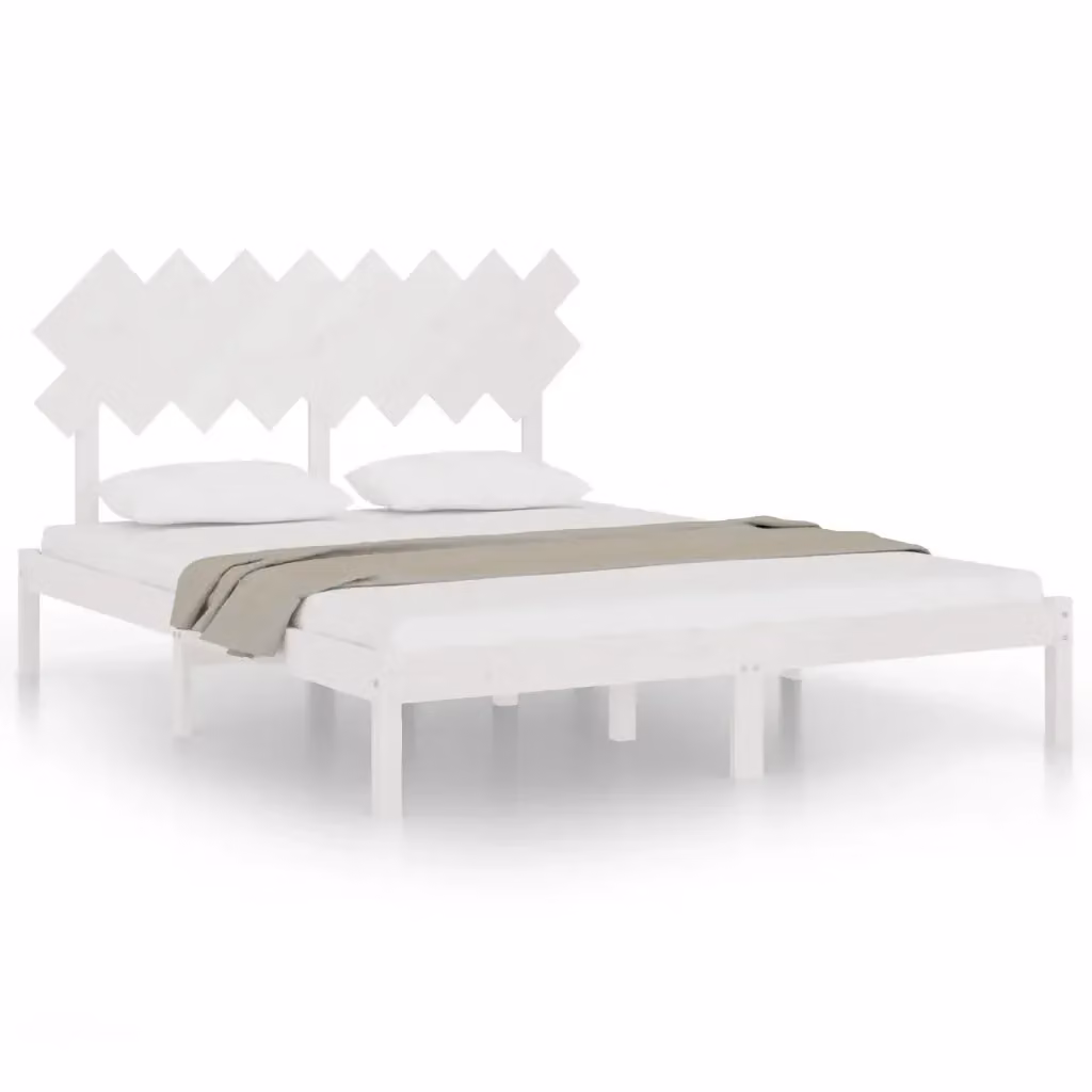 vidaXL Giroletto in Legno Massello di Pino Bianco L: 160 cm, P: 200 cm – 2