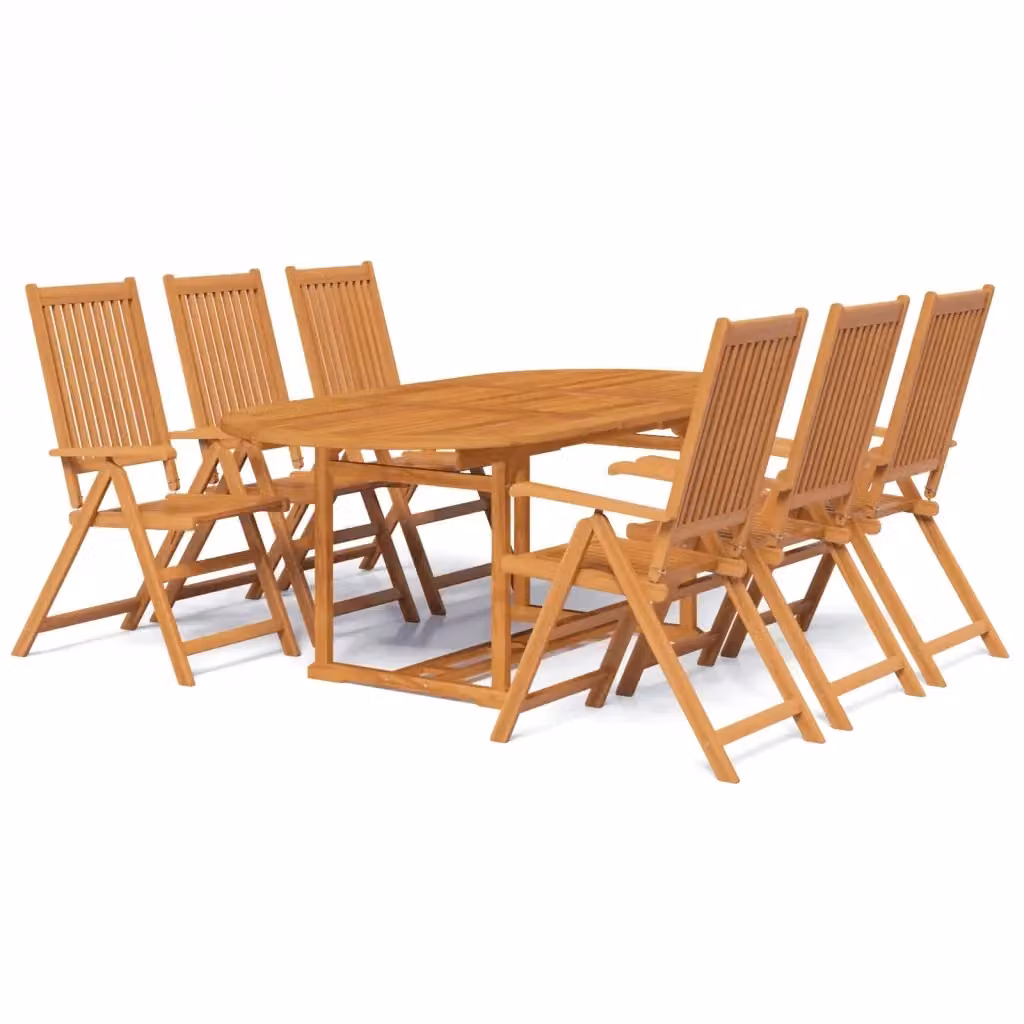 Set da pranzo da giardino vidaXL in legno di acacia marrone con tavolo ovale estensibile da 150 a 200 cm e 7 pezzi – 2