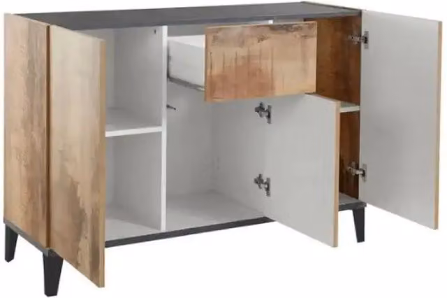 Credenza madia 120x40cm ingresso soggiorno 3 ante cassetto Rachel Report