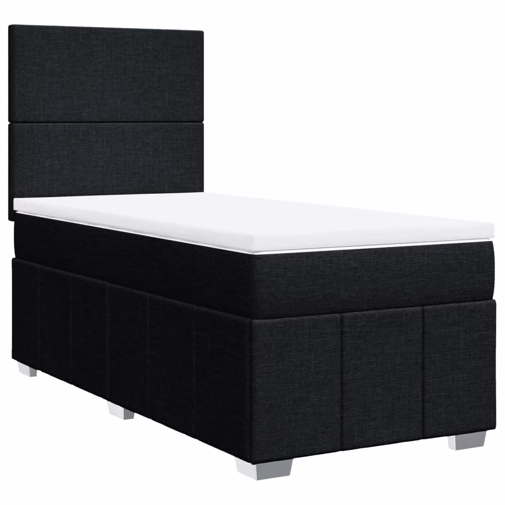 Giroletto a Molle con Materasso Nero 90x200 cm in Tessuto