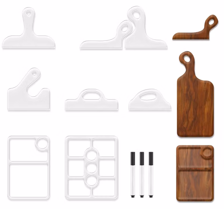 Omgoods - Set di 8 stencil in acrilico per lavorazione del legno