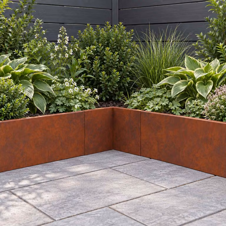 Set di 2 muretti di contenimento per giardinaggio vidaXL in acciaio Corten marrone L/P/H: 50 x 50 x 30 cm