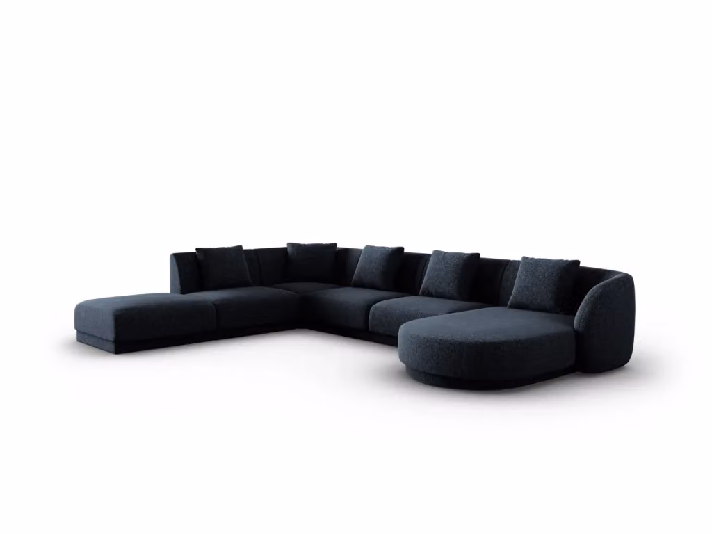 Divano panoramico sinistro Tulum Cosmopolitan Design a 6 posti in ciniglia blu reale L/P/H: 330 x 181 x 70 cm – 2