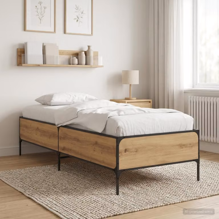 Struttura del letto moderna vidaXL in legno color rovere con doghe piatte L: 200 cm, P: 80 cm, H: 83 cm
