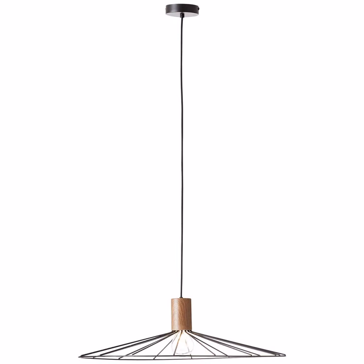 Lampada a sospensione Manama 1flg legno scuro/nero opaco