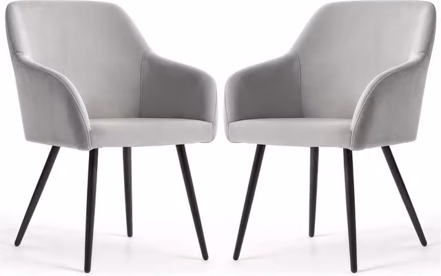 Set di 2 Sedie in velluto liscio ESTELLE Grigio gambe nere