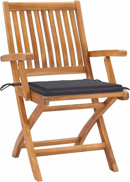 Sedie da Giardino 2 pz | Sedie da Esterno con Cuscini Antracite Massello di Teak