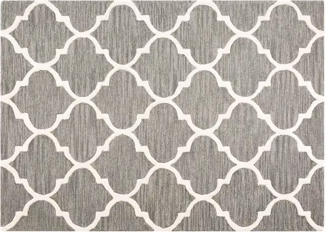Tappeto Beliani in Lana Grigio e Beige con Design Geometrico Moderno, L/P: 160 x 230 cm