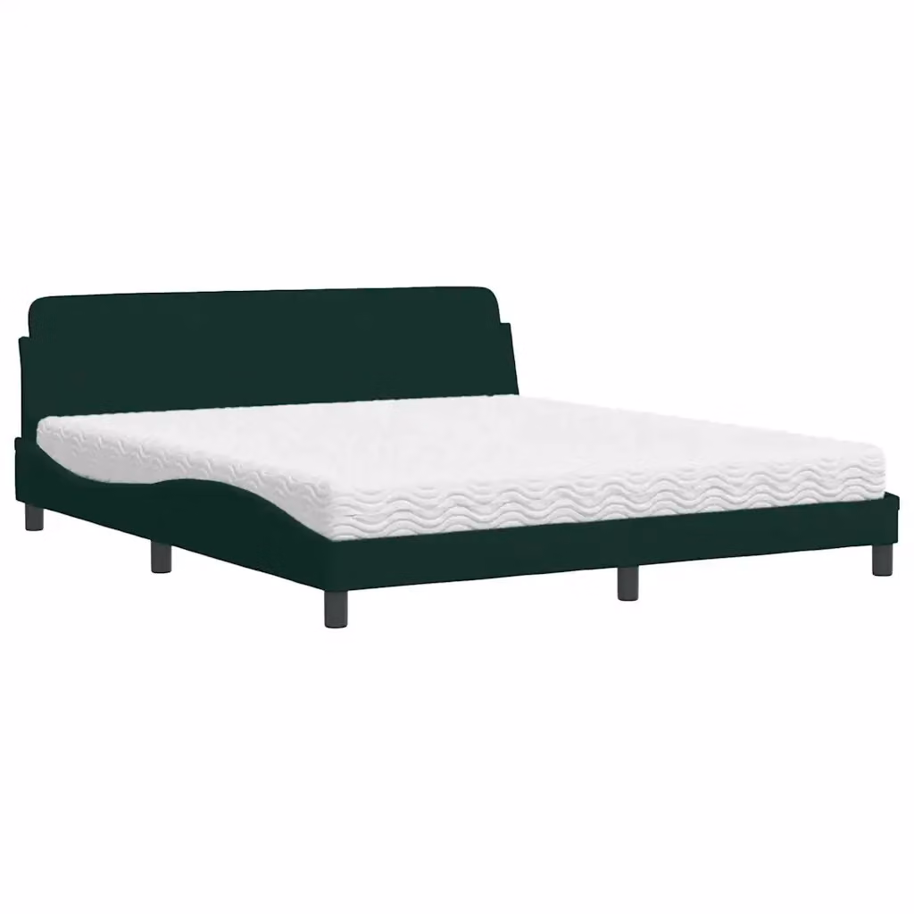 Letto con Materasso Dover vidaXL in Velluto Verde Scuro L/P: 180 x 200 cm – 2