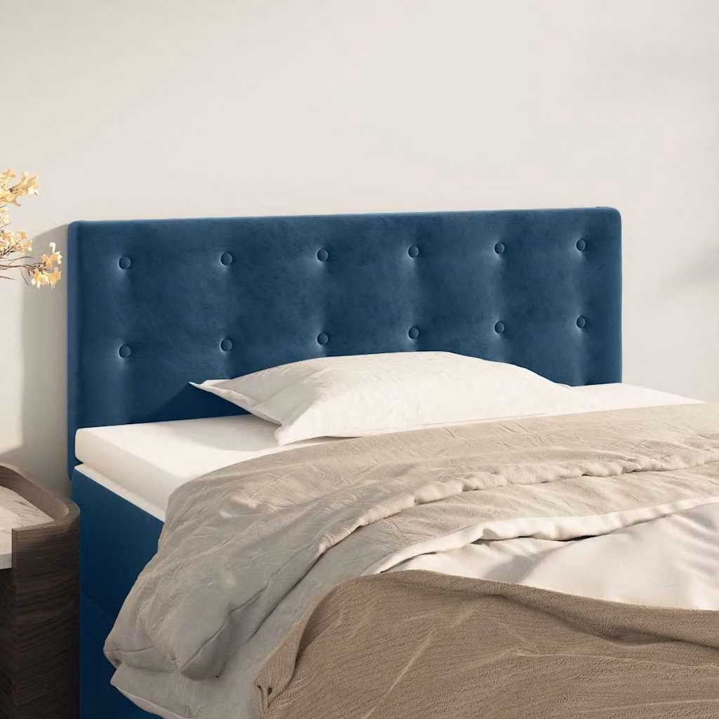 Testiera per letto vidaXL in tessuto blu scuro con struttura imbottita L: 90 cm, P: 5 cm, H: 78-88 cm