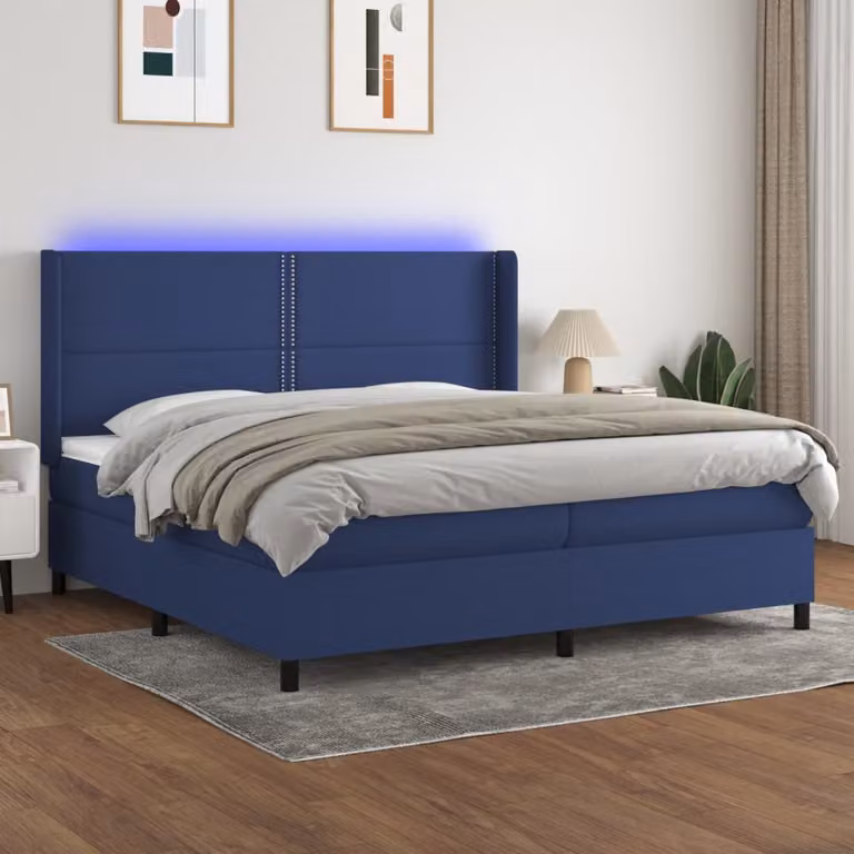 Letto a molle vidaXL con illuminazione LED e porta USB in tessuto, L/P: 200 x 200 cm