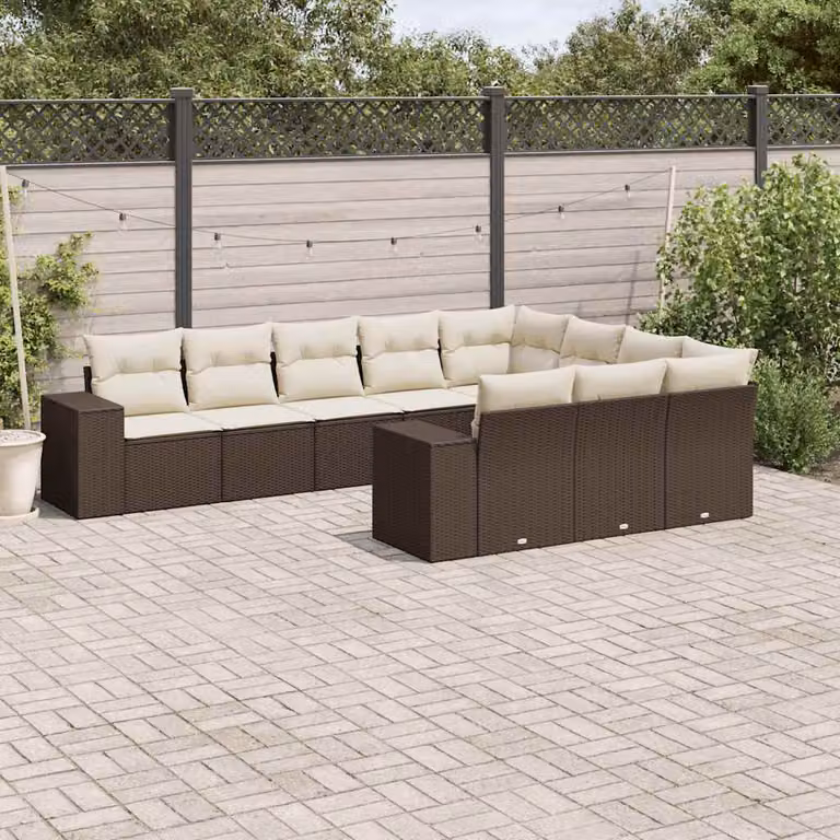 Maison Exclusive - Set Divani da Giardino 10pz con Cuscini in Polyrattan Marrone