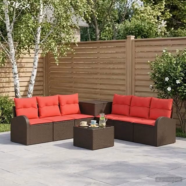 Set di divani 8 pz Marrone e Rosso 55 x 55 x 37 cm 3448111