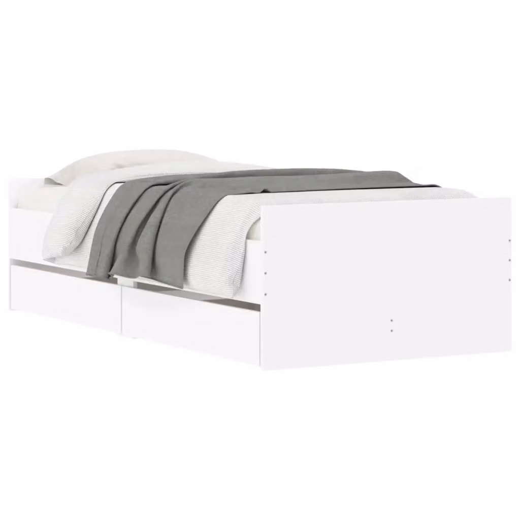 Struttura letto moderno vidaXL in legno ingegnerizzato bianco con cassetti L/P/H: 200 x 83 x 50 cm – 2
