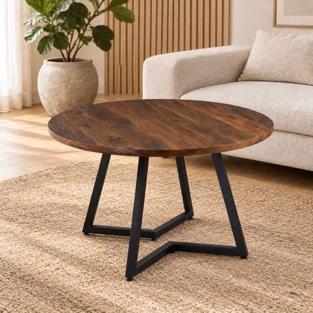 Tavolo da pranzo 110x110x75 cm noce – piano in MDF e gambe in metallo