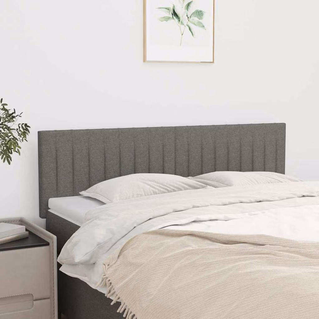 Testiera per letto vidaXL in tessuto grigio scuro con struttura in legno L: 144 cm, P: 5 cm, H: 78-88 cm