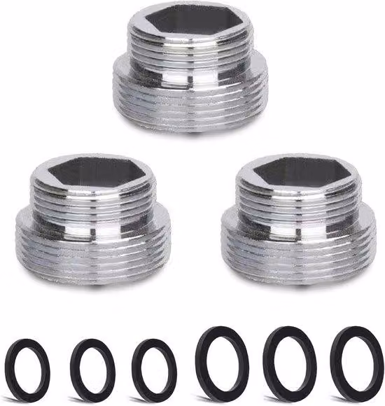 Set di adattatori in plastica per rubinetti da G1/2 maschio a G3/4 maschio - 3 pezzi
