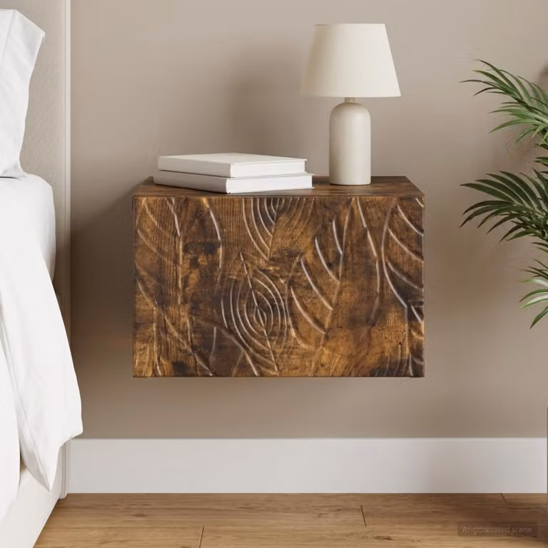 vidaXL Tavolino da Parete Laterale Moderno in Rovere Fumo, L 34,5 x P 33 x H 20 cm