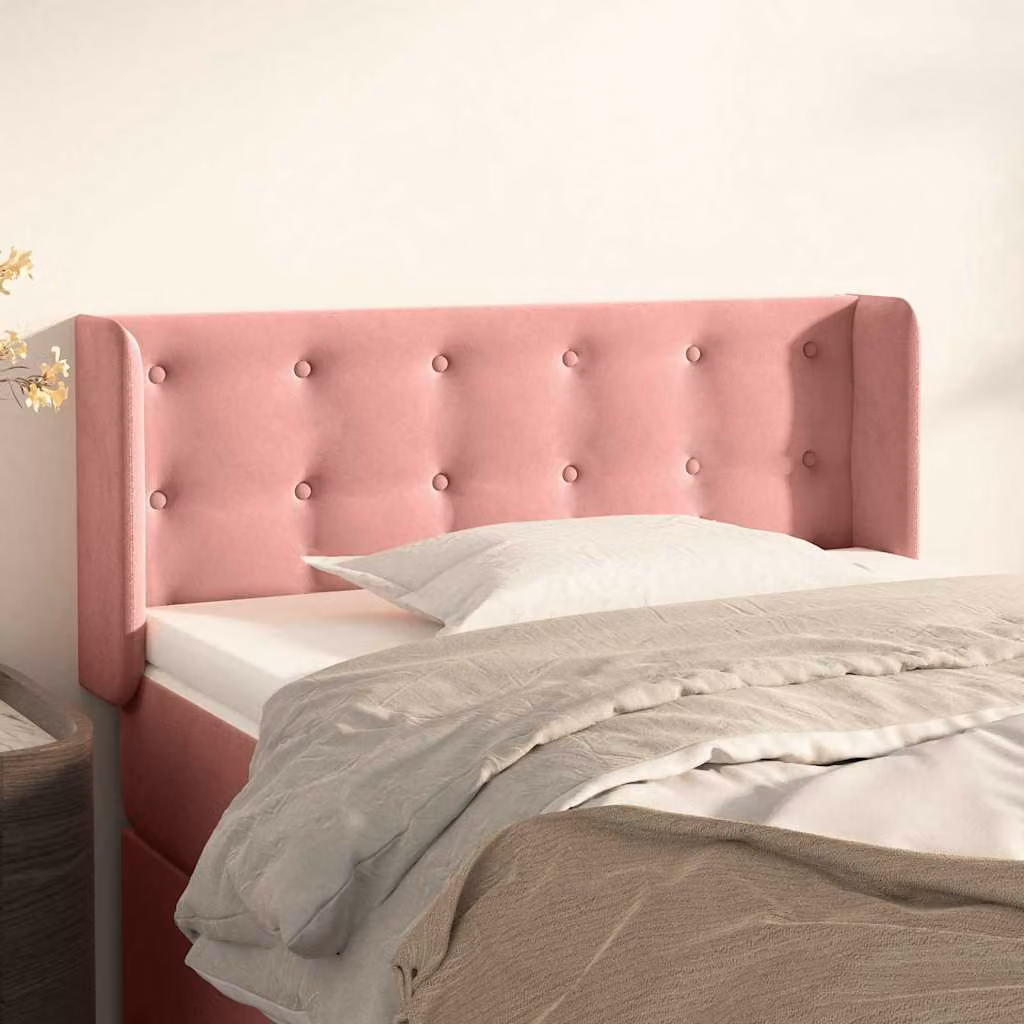 Testiera ad orecchio vidaXL in velluto rosa, L: 83 cm, P: 16 cm, H: 78-88 cm